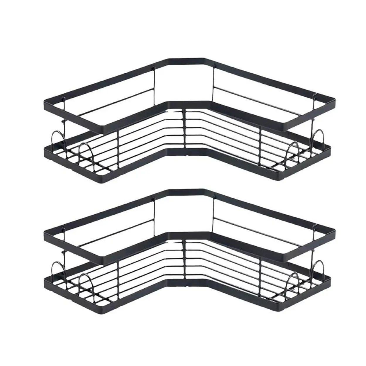 JORDAN&JUDY 2-Pack Black Triangle Bathroom Corner Shelf, Space-Saving Organizer image 0