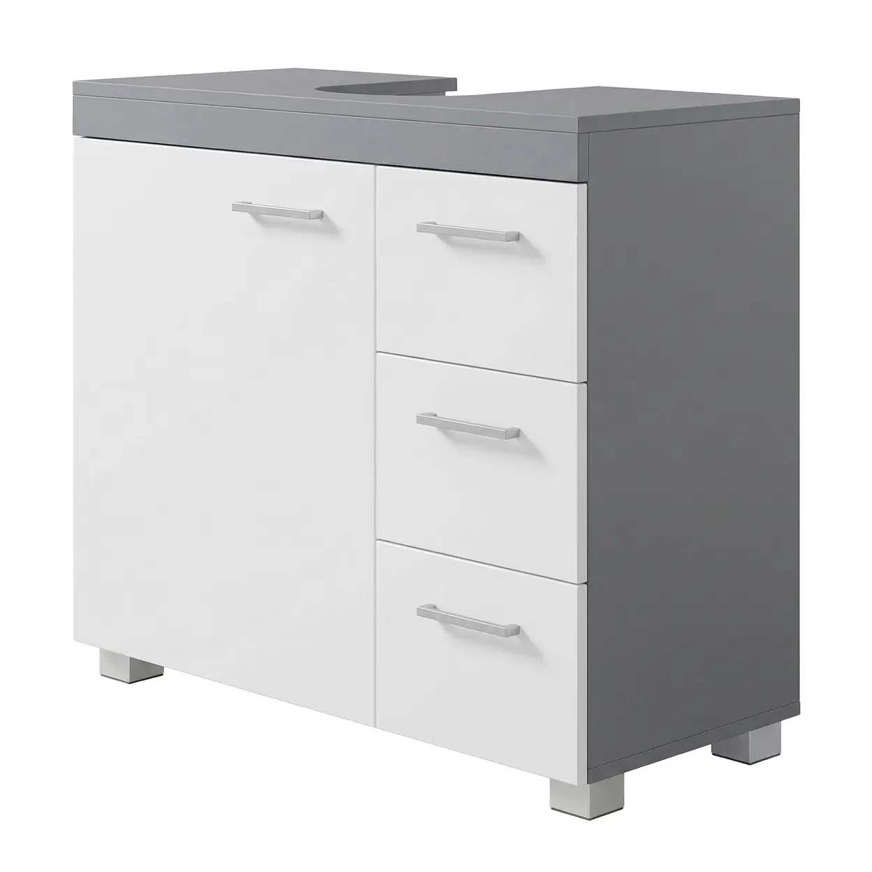 Ochama x SONGMICS Bathroom Storage Unit with Drawers, Under Sink Cabinet with Compartments and Feet, for Pedestal Basins, White and Grey image 0