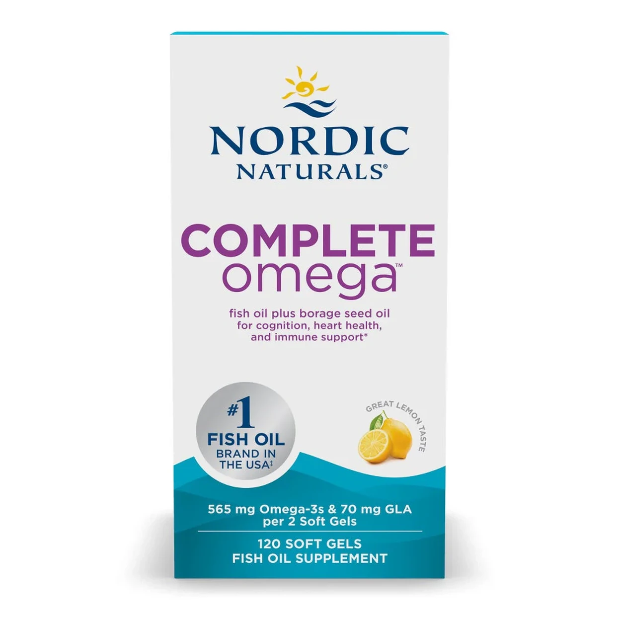 Nordic Naturals Complete Omega Heart & Brain Support 565mg Lemon Softgels Flavour - 120 Softgels image 0
