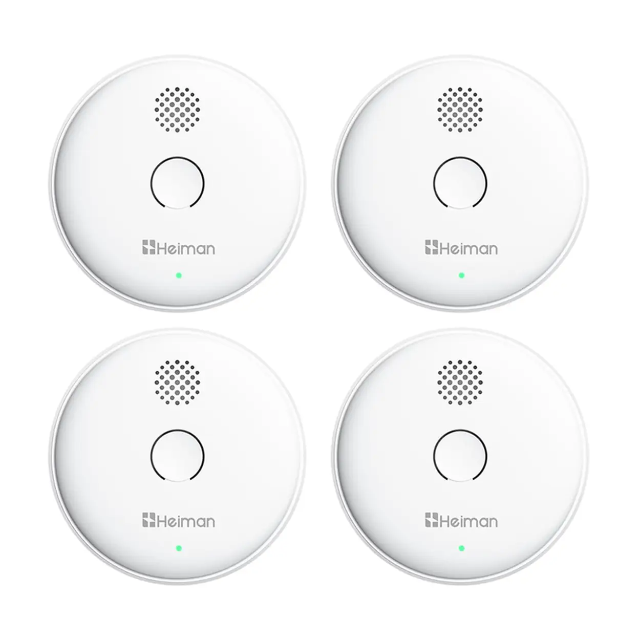 HEIMAN Smoke Detector, Radio Networkable, Wireless Smoke Detector Max. 40 Networkable Fire Alarms, 85 dB, 10 Year Battery, EN14604, with Mute Switch (Model 2SA-4 Piece) image 0