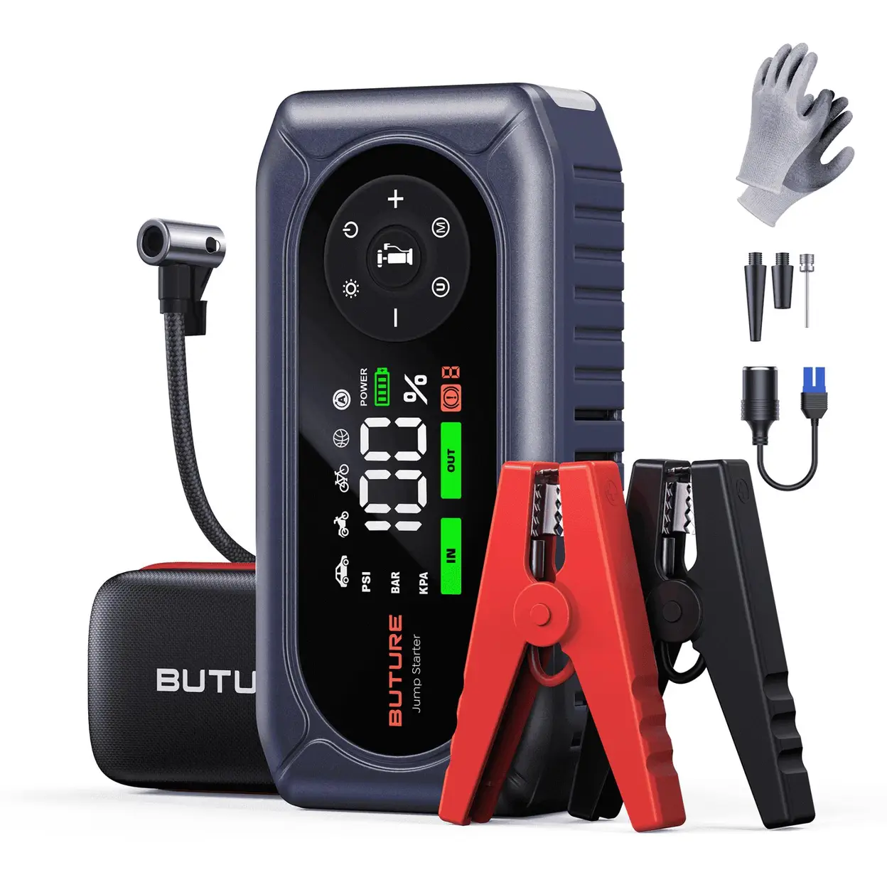 BUTURE BC02 4500A Jump Starter with Air Compressor – 5-in-1 Portable Car Battery Jumper Starter for 12V Vehicles (Up to 9.0L Gas / 8.0L Diesel), 150PSI Tire Inflator, 500 Lumen LED Flashlight, Power Bank image 0