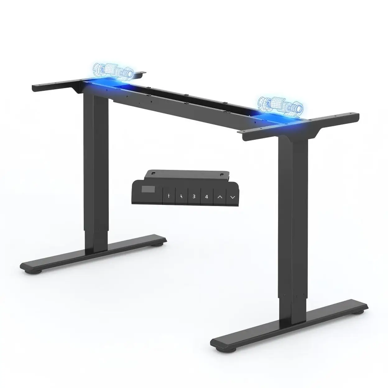 FLEXISPOT in hoogte verstelbaar bureauframe, elektrische bureaupoten met dubbele motoren, LED-hoogtedisplay en 4 geheugenstanden, verstelbaar bureauframe E1 PRO, zwart image 0
