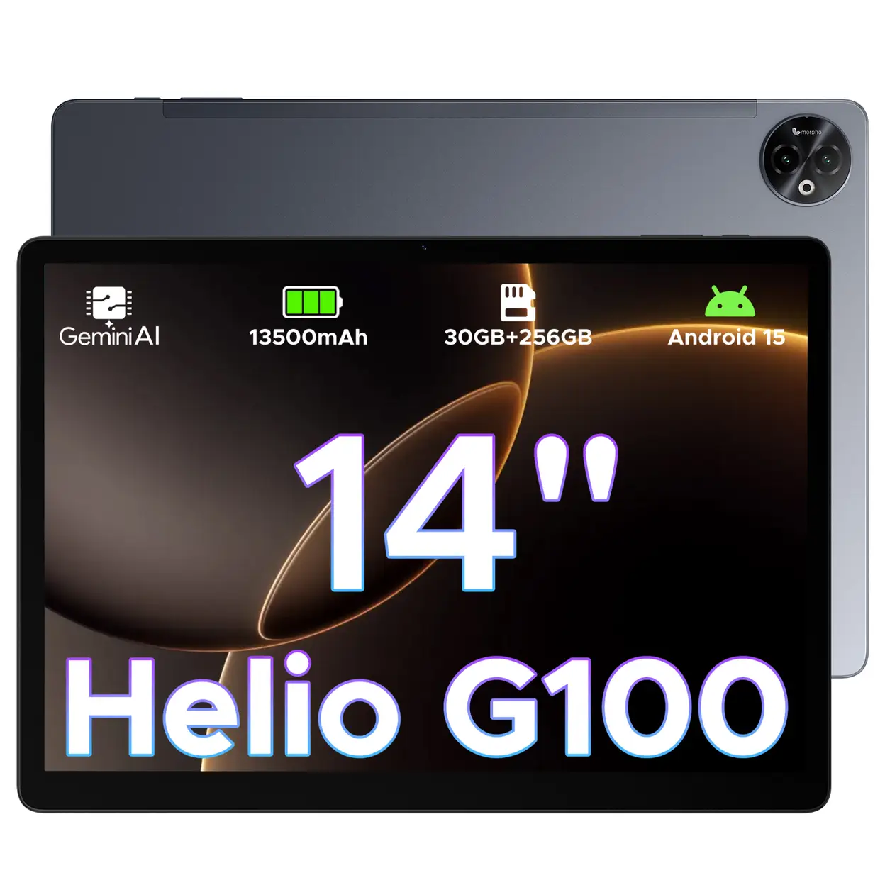 DOOGEE Tab E3 Max 14 Zoll Tablet Android 15 Gaming-Tablet, 13500 mAh große Akku, MTK G100 Octa-Core, 32 GB RAM + 256 GB ROM (2TB TF), 2.1K (2160 x 1440) Display, 16MP + 2MP + 8MP, 4G LTE/5G WLAN/GPS/GMS, Grau image 0