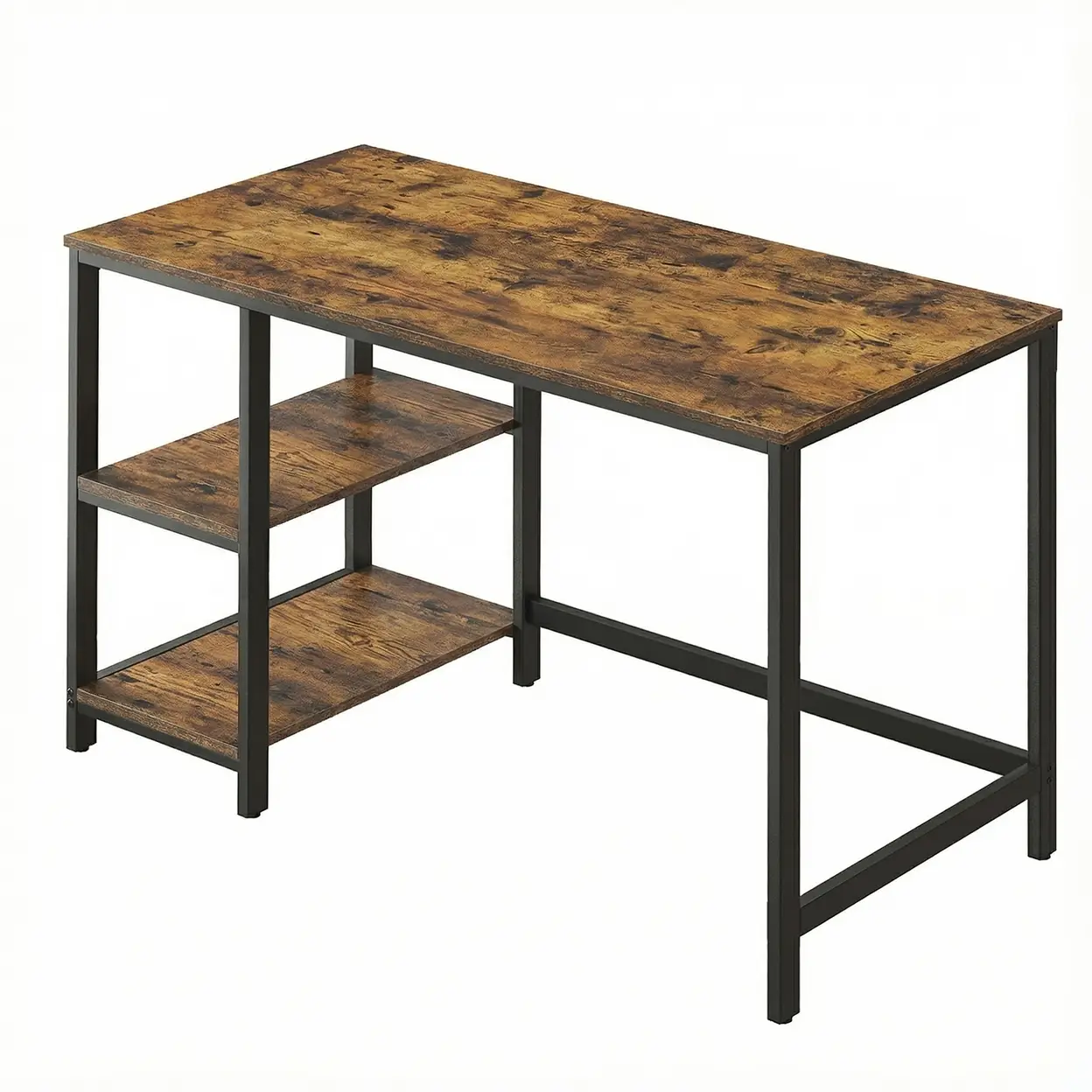 Ochama Bureau de travail, Bureau informatique, 120 x 60 x 76 cm, Table industrielle pour étude, Marron et noir image 0