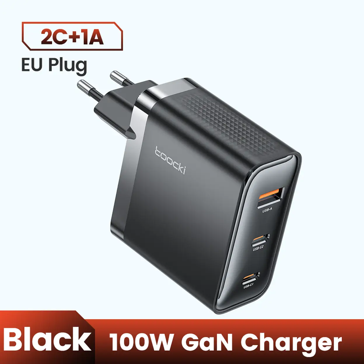 Toocki Bloc de charge USB C 100 W, Chargeur mural rapide GaN à 3 ports avec prise pliable, Chargeur rapide PD3.0/QC3.0 pour iPhone 17/16/13/14/15 Pro Max/Plus, MacBook Air/Pro, Dell XPS 13, Samsung Galaxy S24/S23 Series image 0