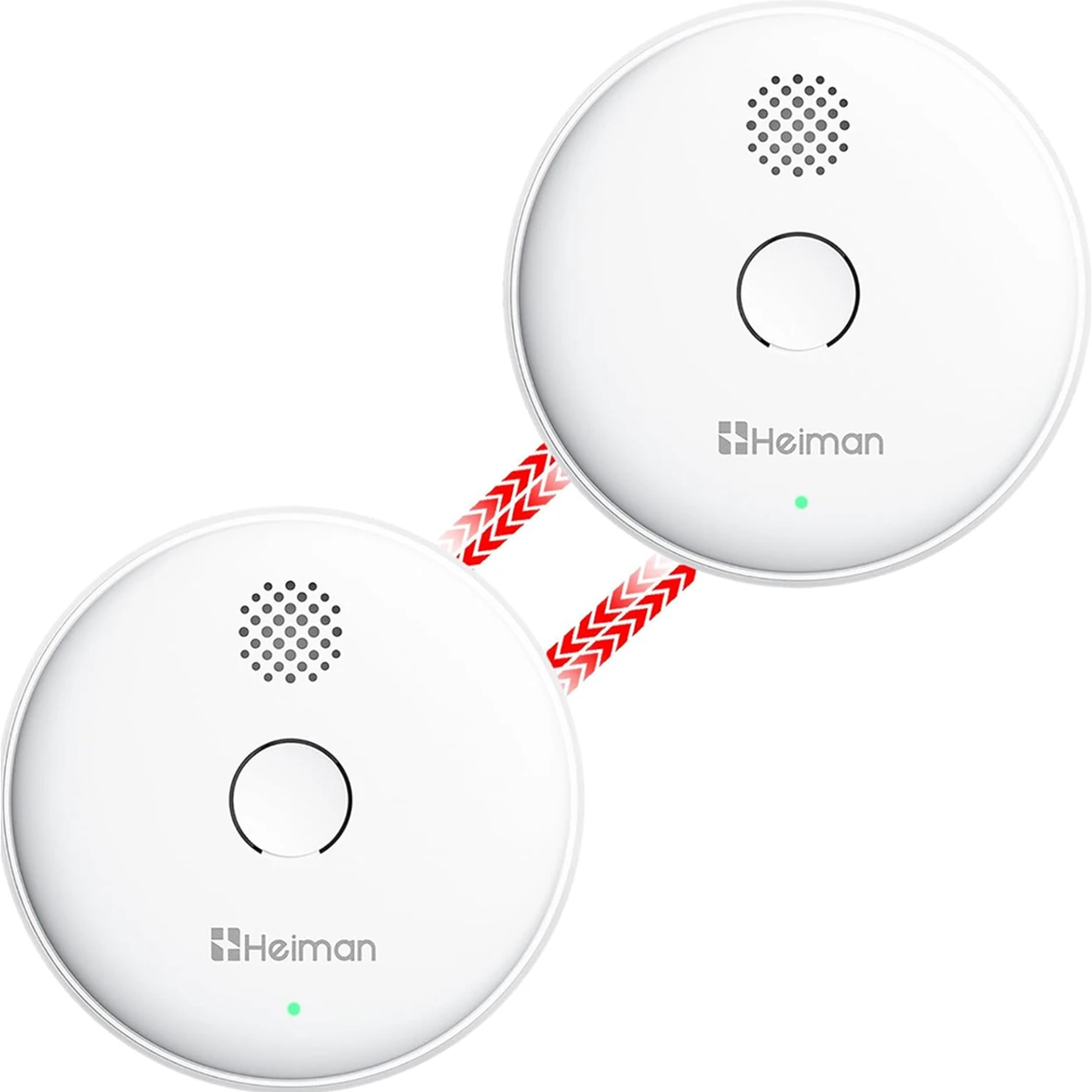 HEIMAN Smoke Detector, Radio Networkable, Wireless Smoke Detector Max. 40 Networkable Fire Alarms, 85 dB, 10 Year Battery, EN14604, with Mute Switch (Model 2SA-2 Piece) image 0