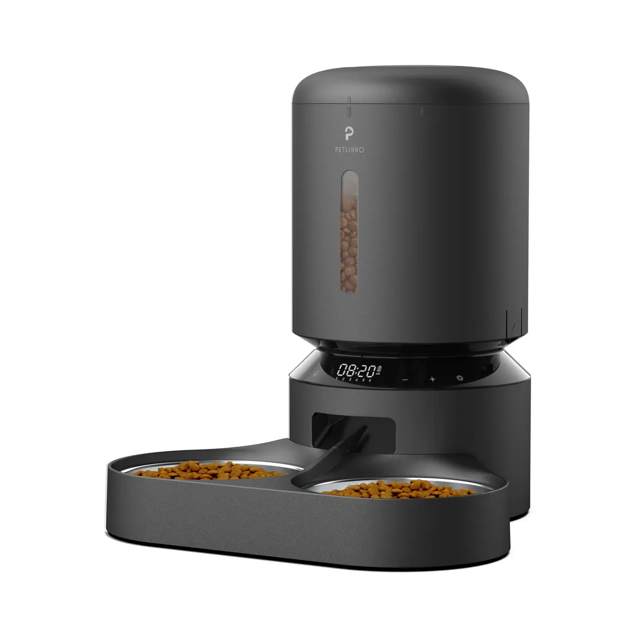 Petlibro Granary Dual Tray Automatic Feeder - 5L, Black, Timed Dry Food Feeder, Touch Controls image 0