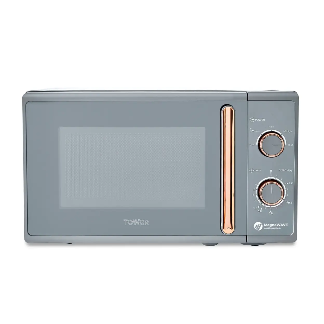 Tower Cavaletto Manual Microwave - Grey & Rose Gold, 20L, 800W, with 5 Power Levels & 35 Minute Timer, T24038RGG image 0