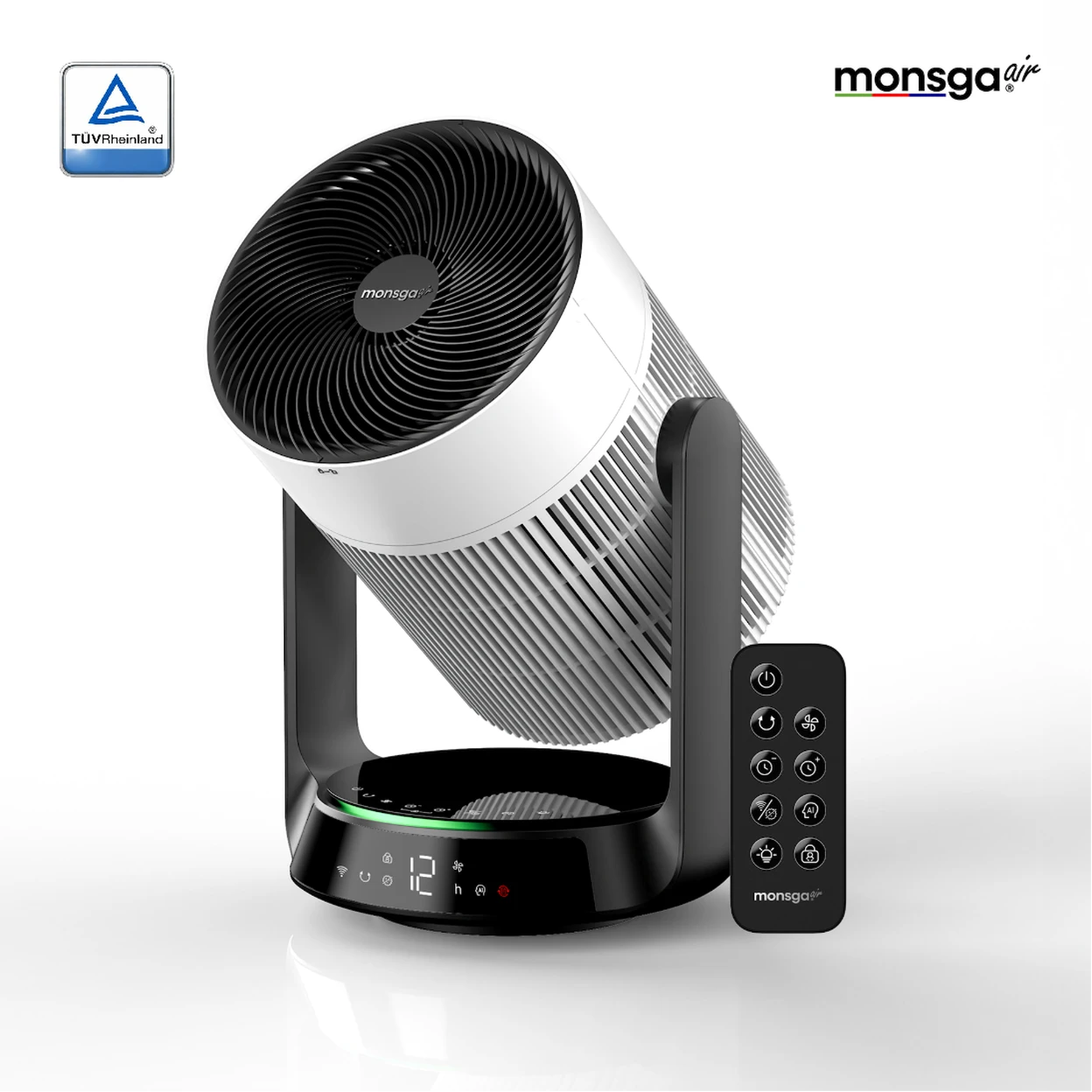 monsga 2-in-1 Smart-Luftreiniger & Luftzirkulationsventilator AP200, 360° omnidirektionale Oszillation, 280 m³/h CADR für Allergene & PM2.5, 25 dB ultra-leise, App-/Fernbedienung, ganzer Raum Kühlung & Klimaanlagen-Begleiter image 0