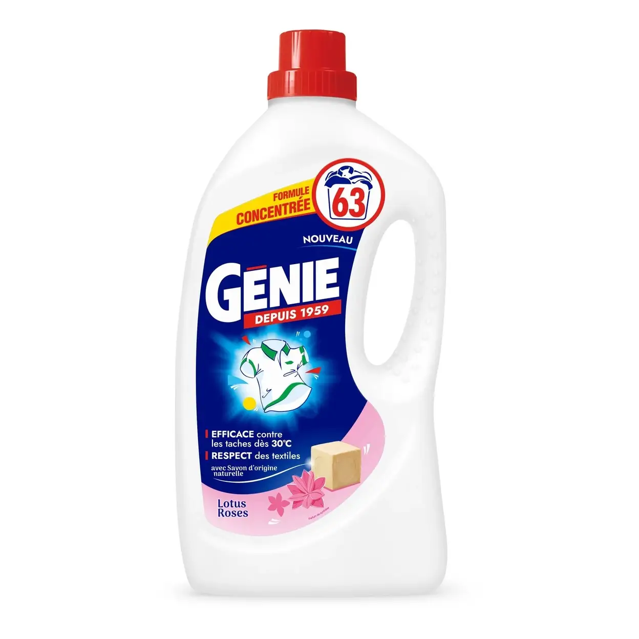GENIE Lessive liquide aux lotus roses 63 lavages - 2,52 L image 0