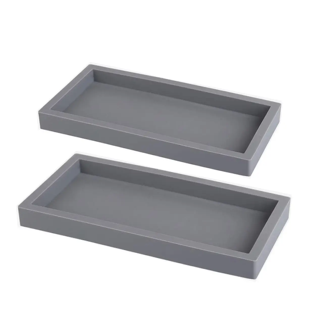 JORDAN&JUDY 2-Pack Gray Silicone Tray, Soft Material, Essential Bathroom Organizer image 0