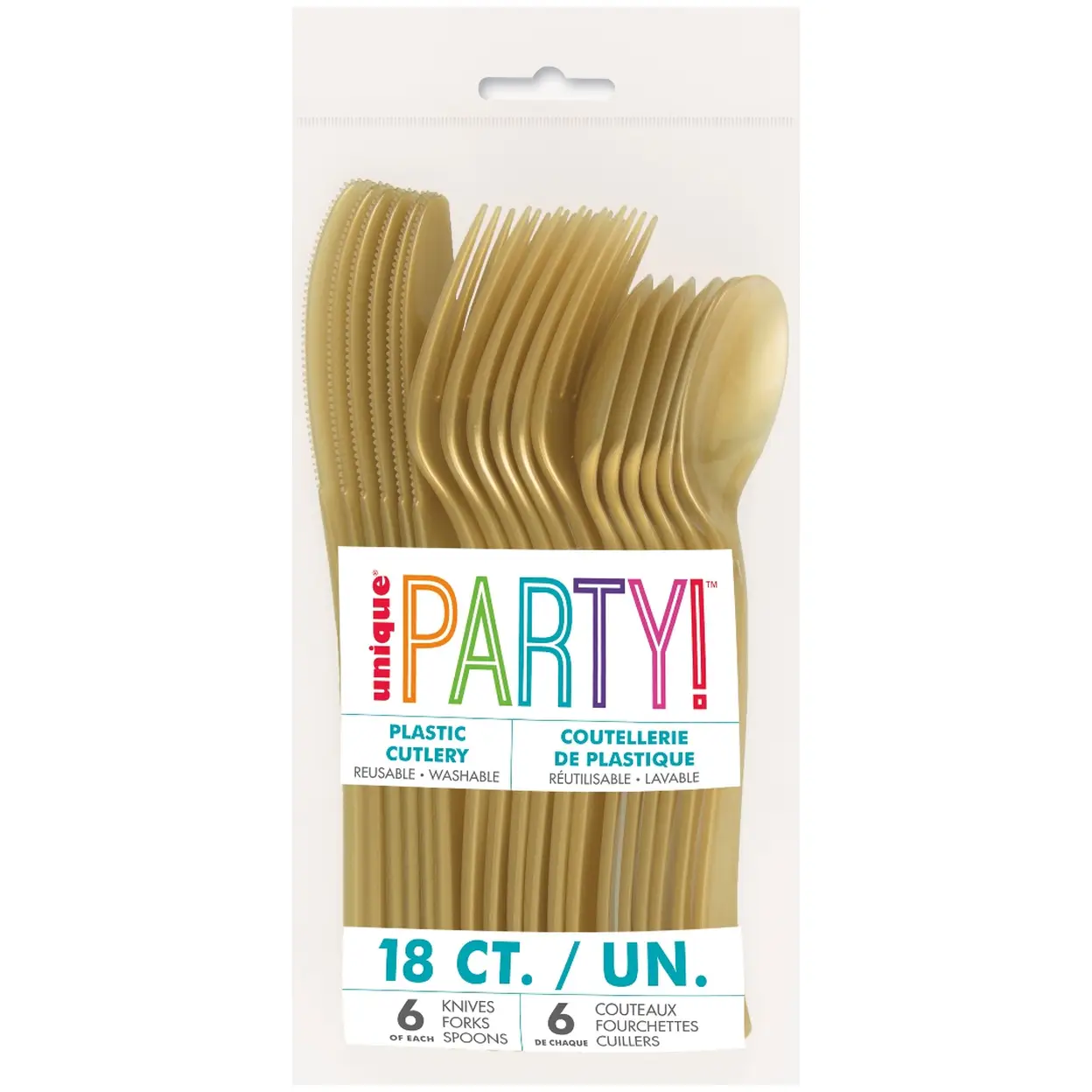 Unique Plastic Cutlery, Gold, 18 pack image 0
