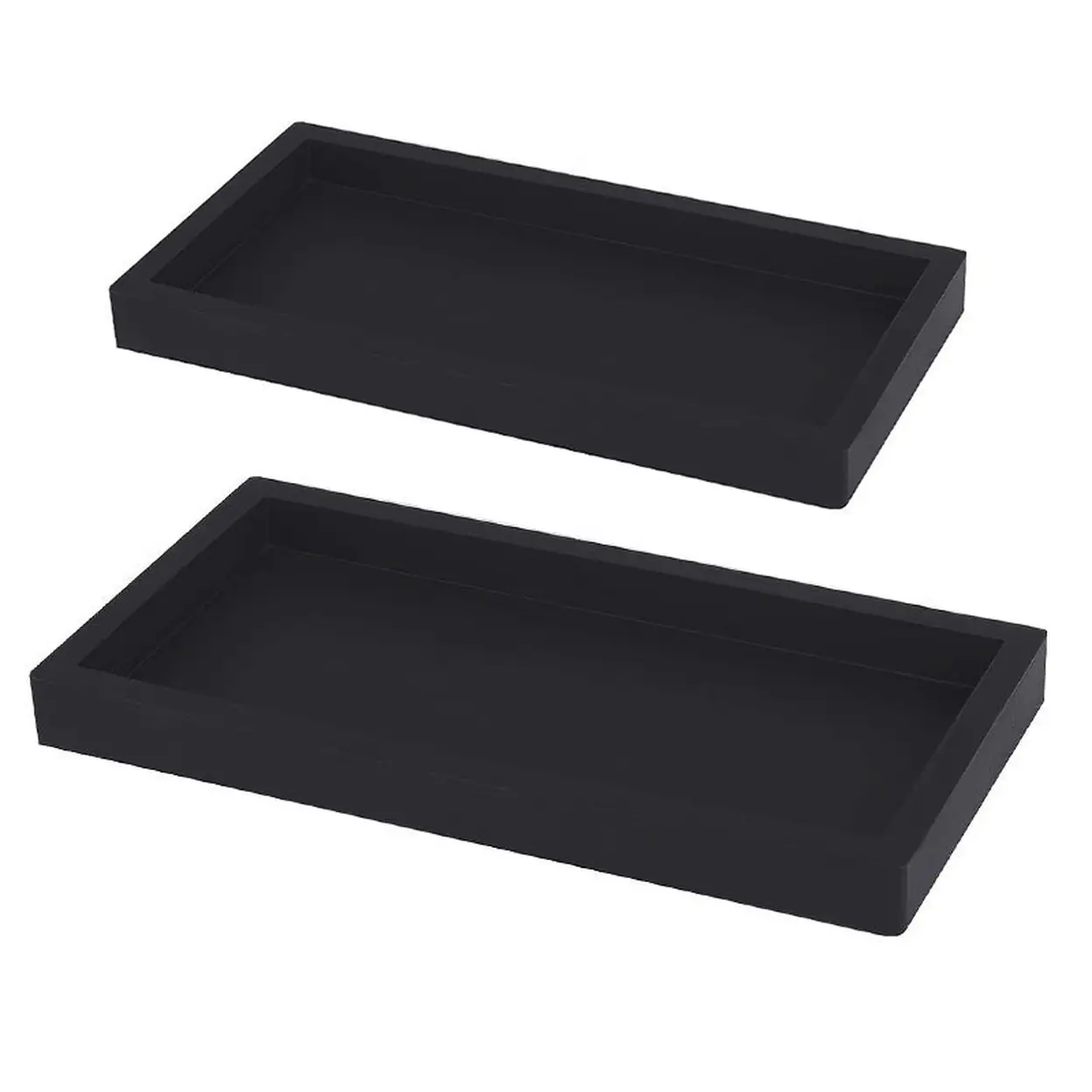 JORDAN&JUDY 2-Pack Black Silicone Bathroom Tray Set (Large + Small), Cosmetic Organizer image 0