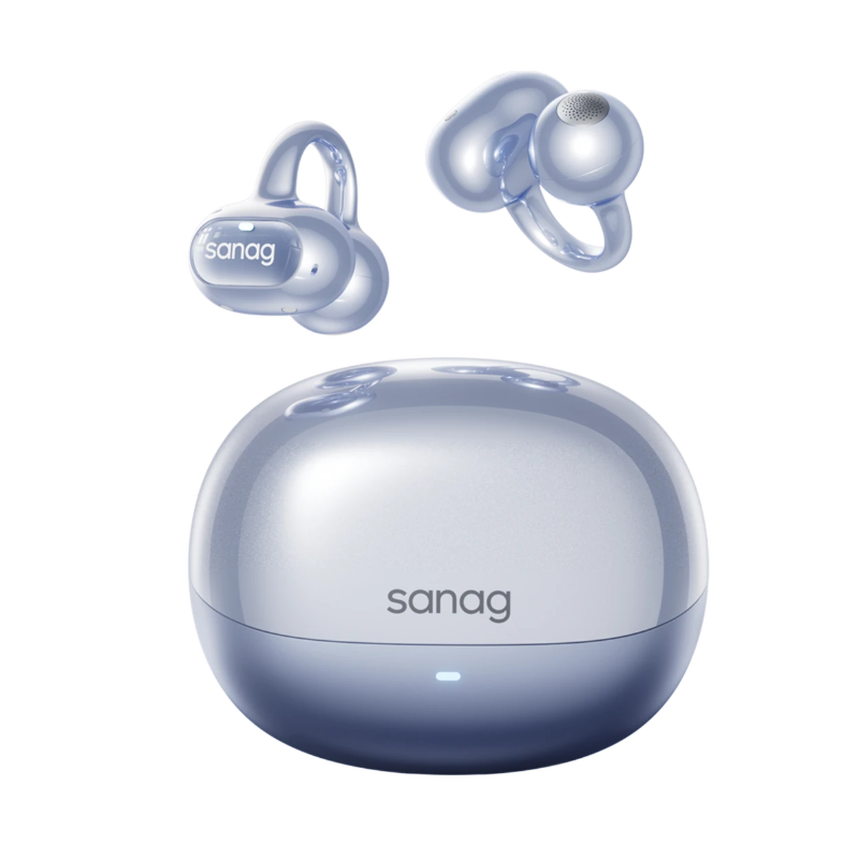 SANAG S-S8SUltra Écouteurs sans fil intelligents Bluetooth à conduction osseuse avec clip oreille et assistant IA - Bleu image 0