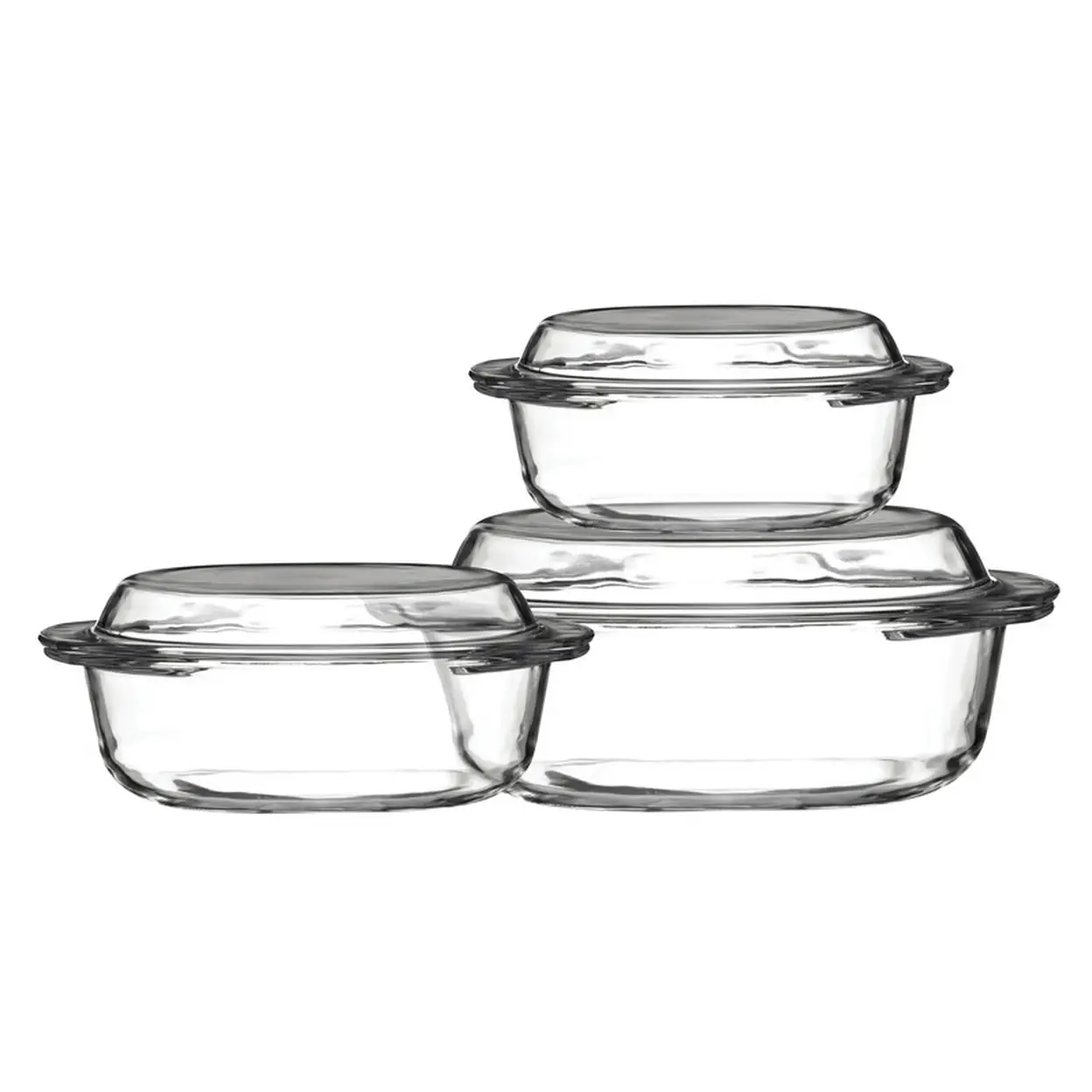 Maison by Premier 3 Tempered Glass Casserole Dishes, Heatproof Casserole Pans, Oven-Safe Bakeware Set, Ideal For Table Serving image 0