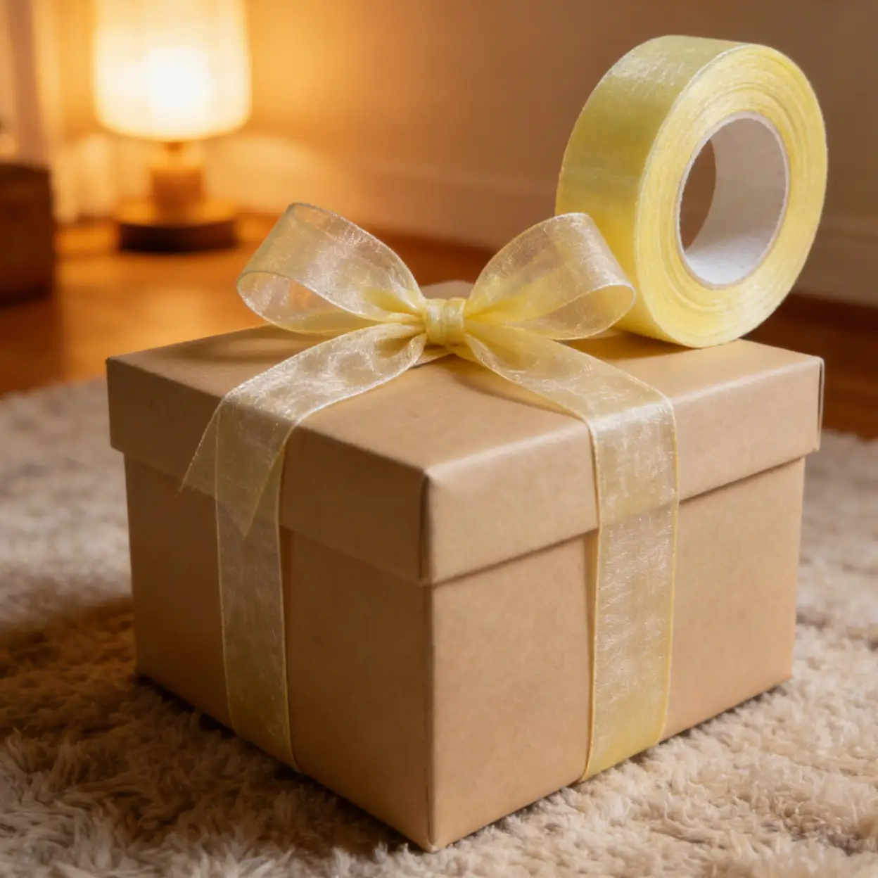 JU7CER 2-piece set, 2.5cm wide, 45m length (cream yellow) floral bouquet decoration tulle ribbon braided ribbon bow floral gift wrapping ribbon image 0