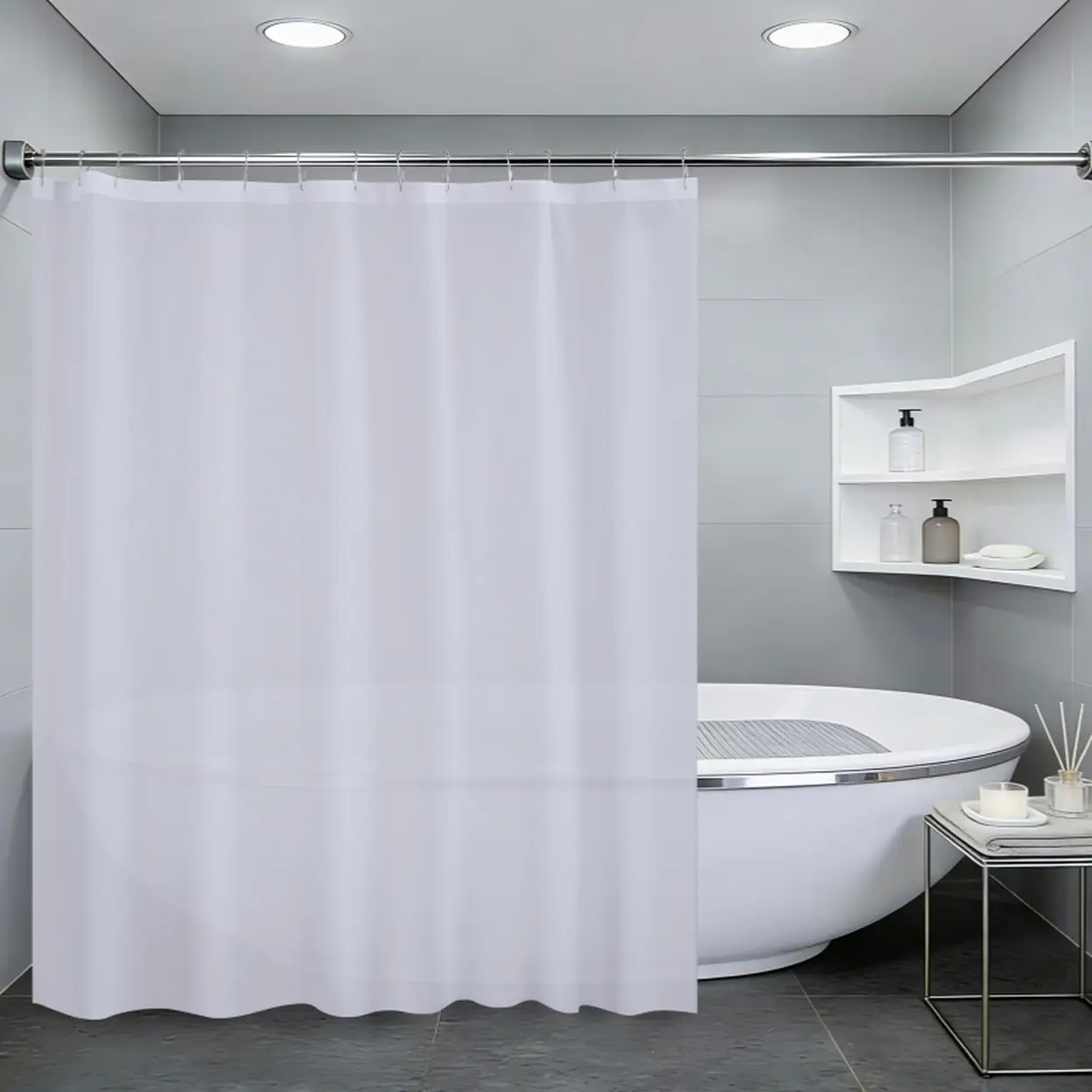 MEROPE Rideau de douche en PEVA blanc translucide - 180 x 180 cm image 0