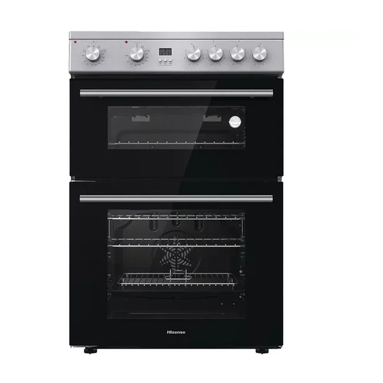 Hisense HDE3211BXUK 60cm Electric Cooker – Double Oven, Ceramic Hob, Stainless Steel, A Energy Rating image 0