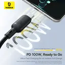 Baseus Silky One-for-Three Fast Charging Cable USB-A to M+L+C 100W 1.5m Cosmic Black image 3