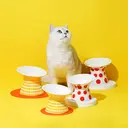 ZEZE Yellow Diamond-Grid Ceramic Food & Water Bowl for Cats & Dogs, Large Size, 165 x 165 x 140 mm image 3