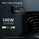Movespeed 140W USB C Charger, GaN Laptop Charger, PD 3.1 4-Port Multi-Device Fast Charging, Compatible with MacBook Pro/Air, iPhone 17 Pro/Air/17/16, iPad, Galaxy S24/S23+/S22 Ultra, HC-TR271A-EU, Black image 7