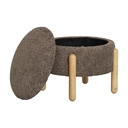 House Nordic Pouf rond en tissu avec rangement marron - Ø 45 x 36 cm image 2
