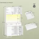 HaluPeit Meuble de cuisine, Buffet, Commode de cuisine avec prises et bandes lumineuses LED, avec plans de travail et 2 tiroirs, étagères réglables, cuisine, 40 x 100 x 180 cm, blanc image 2