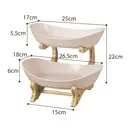 Double-layer snack tray, Material: PP plate + bamboo frame;.1 frame (15*22cm) + 1 plate (17*25*5.5cm) + 1 plate (18*26.5*6cm); Colors: Apricot image 1