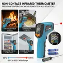 Tilswall Infrared Thermometer Gun, Laser Temperature Gun, -50°C~600°C (-58F~1112F) with Adjustable Emissivity, for Cooking/Pizza Oven/BBQ/Vehicle Repair, Meat Thermometer included,Not for Human image 3