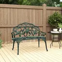Outsunny Banc de Jardin 2 Places Style néo-rétro Motif Rose Lignes fuselées 100L x 54l x 78H cm Fonte d'aluminium Vert Vieilli image 1