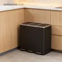 SONGMICSHOME Triple Recycling Bin, 3 x 18L Pedal Waste Bins with Soft-Close Lids, Steel, for Kitchen, Black image 2