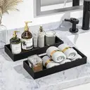 JORDAN&JUDY 2-Pack Black Silicone Bathroom Tray Set (Large + Small), Cosmetic Organizer image 2