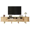 Meuble TV Ovale 170cm- En Rotin-Jusqu'à 70 Pouces-Couleur bois image 0