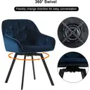 CLIPOP 360° Swivel Dining Chairs Set of 2 Velvet Upholstered Desk Chairs without Wheels Ergonomic Office Chair with Arms and Metal Legs for Home Study 0197 Blue 54.5*46*80 cm image 5