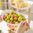 Double-layer snack tray, Material: PP plate + bamboo frame;.1 frame (15*22cm) + 1 plate (17*25*5.5cm) + 1 plate (18*26.5*6cm); Colors: White image 3