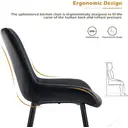 CLIPOP Dining Chairs Set of 2 Velvet Kitchen Chairs with Metal Legs Padded Counter Leisure Reception Chair for Dining Room Living Room Bedroom 0398 black 47*45*88.5cm image 5