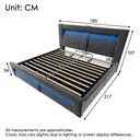 URBAN MEUBLE Lit coffre capitonné en velours 180 x 200 cm, Levage hydraulique, Éclairage LED, Ports USB et USB-C, Tête de lit incurvée, Gris, Format très grand lit image 1