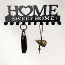 Porte-clés mural en fer avec crochets et cœur décoratif, noir et blanc, décoration Sweet Home, organiseur mural 26 cm pour entrée, couloir ou cuisine image 1