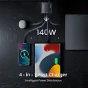 Movespeed 140W USB C Charger, GaN Laptop Charger, PD 3.1 4-Port Multi-Device Fast Charging, Compatible with MacBook Pro/Air, iPhone 17 Pro/Air/17/16, iPad, Galaxy S24/S23+/S22 Ultra, HC-TR271A-EU, Black image 2