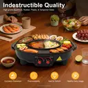 2-in-1 Elektrischer Griller Heisser Topf, 2000W, geteilter Yin-Yang-Hotpot, zwei unabhängige Drehregler, Antihaft-Beschichtung, herausnehmbare Ölwanne für 5-6 Personen image 9