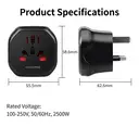 ochama Universal-Reiseadapter für UK, Kindersicherung, druckbeständiges Material, CE- & UKCA-zertifiziert, kompatibel mit UK, Singapur, Malaysia, Dubai, VAE image 6