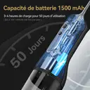 Sunluxy Hydropulseur Dentaire Portable Sans Fil, 140 PSI, Flux d’eau Pulsé Haute Pression, 4 Modes, Réservoir d’eau Amovible 260 ml, Autonomie de 50 Jours, Fonction Mémoire Intelligent, 3 Types de Buses, Design Léger Optimisé pour le Voyage, L5 Noir image 3