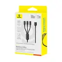 Baseus Silky One-for-Three Fast Charging Cable USB-A to M+L+C 100W 1.5m Cosmic Black image 0