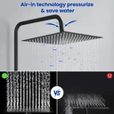 DERW Tête de Douche Carrée 25 x 25 cm en Acier Inoxydable, Finition Noir Mat, Buses en Silicone Anti-Calcaire, Orientation Réglable à 360° image 2