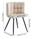 CLIPOP Velvet Dining Chairs Set of 2 Vanity Chair with Petal Back and Metal Legs, Modern Makeup Chair for Bedroom Dressing Table Kitchen Living Room Cream 45*47*82cm image 4