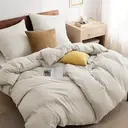 Bedsure Parure de lit 100 % polyester Natural - 2 housses 135 x 200 cm et 2 taies 80 x 80 cm image 0