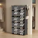 SONGMICSHOME Modular Shoe Storage Cabinet, 10-Compartment Organiser with Doors, Plastic Panels and Steel Frame, Entryway, Black image 3