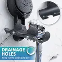 TAILI Porte-rasoir à ventouse pour douche lot de 2, serviette, éponge, support de rasoir pour mur de douche, crochets à ventouse puissants pour l'intérieur de la salle de bain, faciles à installer et réutiliser, Noir image 3