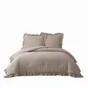 Meeallhome Comforter Set Vintage Ruffle Bed Set 260*220cm/60*80cm*2 Wheat-colored image 7