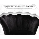 CHAIRUS Chaise d'appoint en velours en forme de pétale avec pieds dorés - Noir image 3